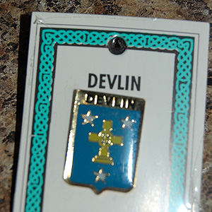 Devlin Pin Lapel Clip Badge - Coat of Arms