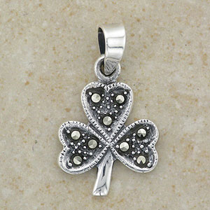Marcasite Shamrock Pendant - Silver