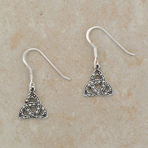 Celtic Trinity Silver Earrings w/ studded Marcasite