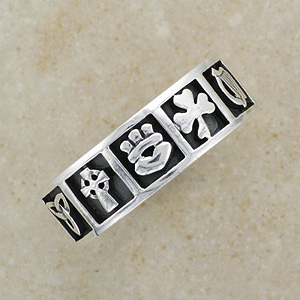 Celtic Symbols of Ireland Silver Ring