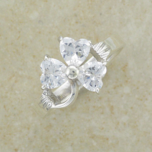 CZ Sparkly Shamrock Sterling Silver Ring