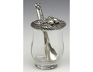 Apple Pewter Jar & Spoon Set