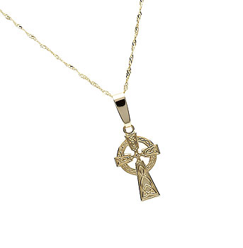 14K Irish Gold Intricate Cross Pendant