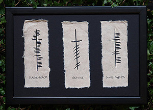 Health,  Love & Happiness - Ogham Triple Framed Plaque