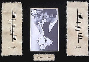 Irish Wedding Photo - with Ogham script