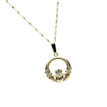 14K Solid Gold Celtic Claddagh Pendant 14K Solid Gold Celtic Claddagh Pendant
(18" inch Gold Chain Irish Handcrafts)