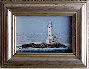 Tuskar Rock Lighthouse, original miniature Tuskar Rock Lighthouse, original miniature
(Irish Watercolour by Pervaneh Matthews)