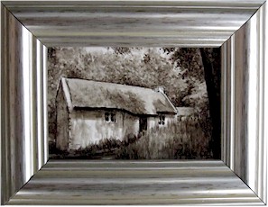 Sepia Thatched Cottage in Shadow Sepia Thatched Cottage in Shadow
(Original Miniature by Pervaneh Matthews)
