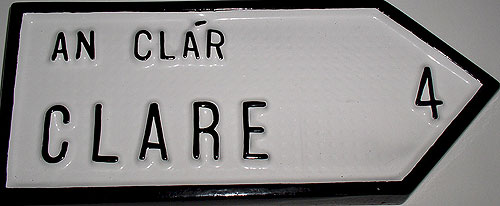 County Road Signs - Clare Antique style Irish handpainted Road Sign