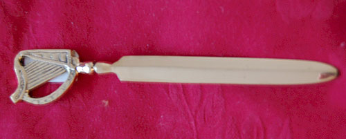 Irish Harp Brass Letter Opener