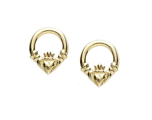 10k Gold Small Claddagh Stud Earrings