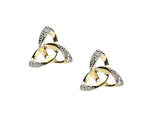 10K Gold CZ Trinity Knot Earrings