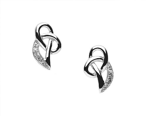 10K W/Gold CZ Celtic Knot Design Earrings