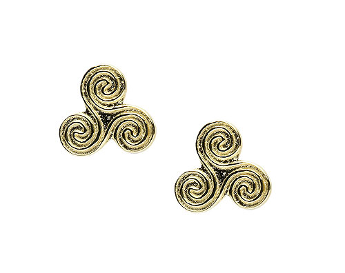 10K Gold Celtic Triskele Swirl Design Earrings
