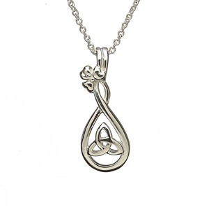 Beautiful Silver & Trinity & Shamrock Pendant