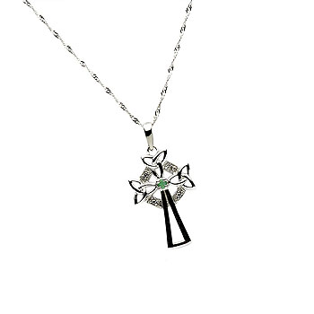 Stunning 10K Gold / Emerald / CZ Celtic Cross Pendant