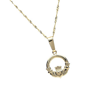 10K Gold Irish Claddagh Design Pendant