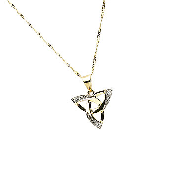 10K Gold / CZ  Large Trinity Knot Design Pendant