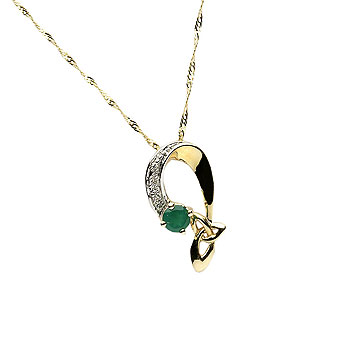10K Y/Gold Agate/CZ Trinity Knot Pendant