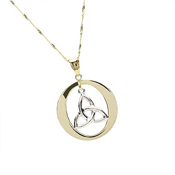 10K Gold Y/W Celtic Trinity Knot Design Pendant 10K Gold Y/W Celtic Trinity Knot Design Pendant
(18" inch Gold Chain Irish Handcrafts)